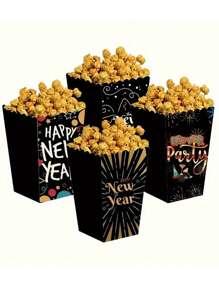 2/4/8 件新年爆米花盒、零食杯、食品接触一次性用品、家庭影院派对用品、野餐、新年庆祝活动、厨房和餐厅必需品。 - 彩色 - 查看 1