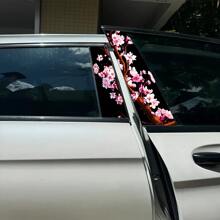 2pcs Anime Cherry Blossom Vinyl Car Stickers - Creative B-Pillar Protection Decals, Easy To Apply On Glass Surfaces