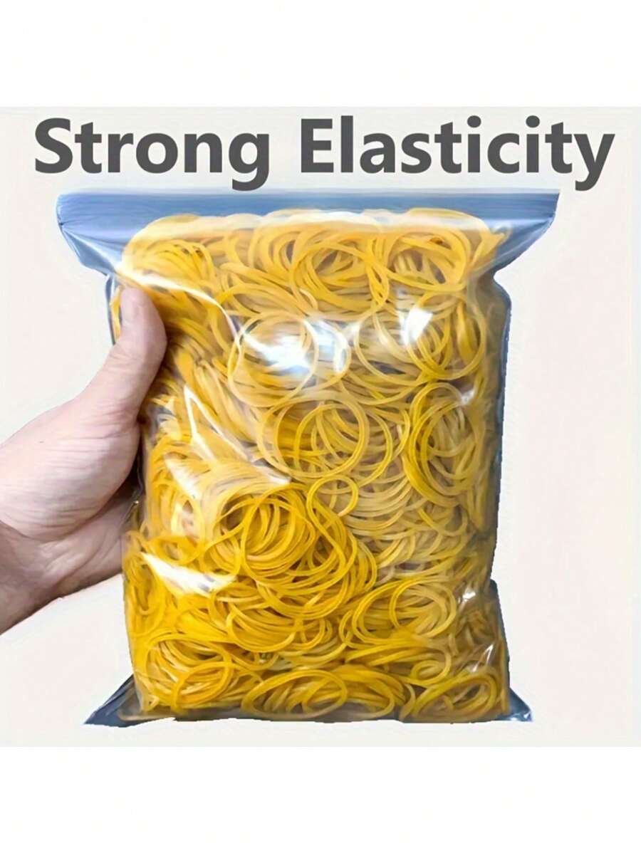 100pcs Strong Elastic 38mm Diameter Yellow Multi-Purpose Rubber Bands, Durable Natural Rubber, Suitable For Office, School And Home Use Back To School