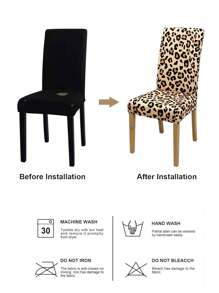 1/4/6قطع أغطية كرسي بتصميم نمر مرقط، قابلة للإزالة والغسيل، غطاء وسادة مرنة للكرسي في غرفة المعيشة والفندق وأثاث غرفة الطعام