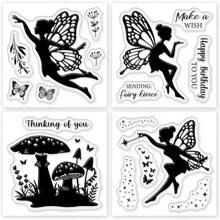 4 件装仙女迷你透明印章适用于 DIY 剪贴簿精灵迷你硅胶透明印章密封透明印章用于制作卡片相册日记家居装饰