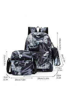 Ensemble de trois pièces incluant un sac à dos, une boîte à lunch et une trousse à crayons. Sac à dos ultra-léger et résistant aux salissures avec grande capacité. Adapté pour les voyages, le collège, le camping. Sac d'école, sac à dos, petit sac à dos, sac d'école, sac à dos, sac, sac à dos, cadeau pour garçon d'école