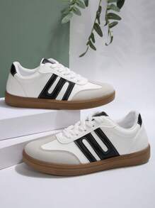 Women's Geometric Pattern Patchwork Element Casual Sport Shoes, Modern Stylish For Outdoor, Street, Campus, Versatile