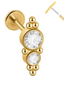 1PC Stainless Steel 20G Gold Plated Cz Labret Lip Ring Threadless Crystal Cluster Ear Cartilage Tragus Helix Daith Piercing Jewelry