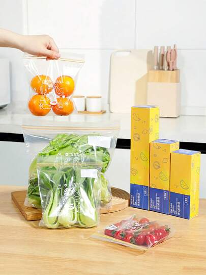 1pc Reusable Food Storage Bag, Kitchen Vegetable Fruit Grain Refrigerator Preservation Bag, Multi-Size Food Sealing Bag (Bag Pattern Random Delivery), For Outdoor, Camping