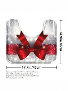 4pcs Red Large Bow Printed Shower Curtain Set, Cute Red Bows Fabric Polyester 12 Hooks Shower Curtain With Non-Slip Bathroom Rug, Toilet U-Shape Mat, Toilet Lid Cover Pad, Machine Washable Bathroom Accessories, Bathroom Christmas Decor Home Bathroom Decor Fall Decor Back To School - Multicolor - View 9