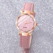 1 件女士可爱简约星空表盘石英腕表和 1 件心形细节手链，作为返校学生的礼物 - 粉色 - 查看 4