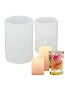 1 件 3D 圆柱形蜡烛模具，手工制作 DIY 硅胶蜡烛制作模具 - 白色 - 查看 7