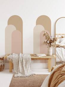 1/2 件波西米亚拱形几何美感艺术墙贴，20.47 * 55.1 英寸，客厅卧室背景墙壁纸，壁画，拱形防水装饰贴纸，家居装饰，墙壁装饰，贴纸，墙贴花，乙烯基贴花用于家居装饰，春季装饰品让您的家焕然一新，拉玛装饰贴纸