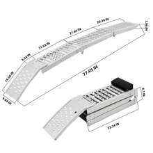 LILIIN Non si tiene suFolding Loading Ramp,78 x 10 Inch Portable ATV Ramps for Pickup Trucks, Steel Tri-Fold Car Ramp with Wheel Stops, Max 750LBS Capacity, 1PC