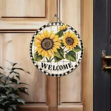1pc Vintage Sunflower Welcome Sign Wooden Hanging Sign, Handmade Wooden Wall Hanging For Home And Party Decoration Indoor Outdoor Door Frame Hanging Sign Decoration - Multicolor - View 6