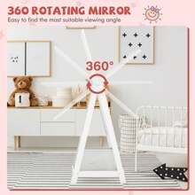 Lifezeal Kids Full Length Mirror 360° Rotatable Freestanding Dressing Mirror With Storage Bin White - White - View 7