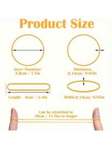 100pcs Strong Elastic 38mm Diameter Yellow Multi-Purpose Rubber Bands, Durable Natural Rubber, Suitable For Office, School And Home Use Back To School