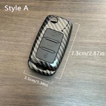 Funda de llave de coche estilo fibra de carbono ABS para VW Polo, Golf, Passat, Beetle, Tiguan, Seat León, Altea, Skoda Octavia, Kodiaq - color de fibra de carbono - Ver 2