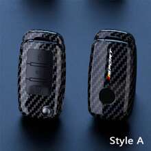 Funda de llave de coche estilo fibra de carbono ABS para VW Polo, Golf, Passat, Beetle, Tiguan, Seat León, Altea, Skoda Octavia, Kodiaq - color de fibra de carbono - Ver 6