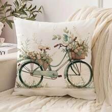 1pc Bicycle Pattern Sofa Cushion Cover, Cute Pillow Case, Decorative Pillowcase (Pillow Insert Not Included), 18x18 Inch Gifts Birthday Graduation - Multicolor - View 7