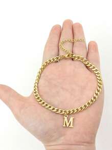 Vintage Cuban Link Initial A-Z Alphabet Bracelet, Unisex Stainless Steel Non-Fading Personalized Fashionable Bracelet, Christmas, New Year, Valentine's Day Holiday Gift