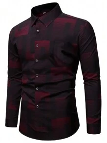 Men's Classic Fashion Long Sleeve Single-Breasted Collar Shirt, Striped Pattern Details, Suitable For Spring, Summer, Autumn, Office/Business, Casual And Formal Occasions