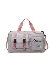Bolsa de viaje personalizada con nombre, bolso de mano personalizado, bolso de hombro, bolso cruzado, bolsa de gimnasio, bolsa de fin de semana, bolsa con múltiples bolsillos para zapatos, bolsa de aseo con compartimentos para húmedo y seco, neceser de aseo - Multicolor - Ver 12