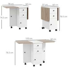 HOMCOM Folding Dining Table For 4-6, Rolling Drop Leaf Table With Storage Drawers, Cabinet And Open Shelf, Extendable Kitchen Table On Wheels - 咖啡棕 - 查看 3