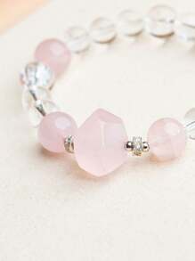 VE 1 Stück hochwertiges Sterling Silber Armband mit natürlichen Kristallen, kombiniert rosa Quarz und weißen Quarz, sanfte und elegante Farbe, symbolisiert Liebe und Reinheit. Seine sanfte Energie kann zwischenmenschliche Beziehungen und persönliche Ausstrahlung verstärken, was es zu einer tollen Wahl für Geschenke oder den Eigenbedarf macht. Die Schmuckfarbe ist zufällig.