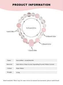 VE 1 Stück hochwertiges Sterling Silber Armband mit natürlichen Kristallen, kombiniert rosa Quarz und weißen Quarz, sanfte und elegante Farbe, symbolisiert Liebe und Reinheit. Seine sanfte Energie kann zwischenmenschliche Beziehungen und persönliche Ausstrahlung verstärken, was es zu einer tollen Wahl für Geschenke oder den Eigenbedarf macht. Die Schmuckfarbe ist zufällig.