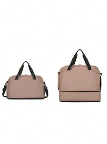 Hand-Held Travel Bag, Large Capacity, Expandable, Dry And Wet Separation Fitness Bag, Men And Women, Independent Shoe Compartment, Sports Short-Distance Travel Bag - Khaki - View 3