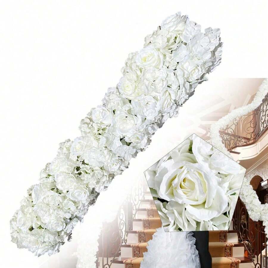 SanBouSi Rangée de roses artificielles 100cm, décoration murale de mariage, Arrangement Floral, toile de fond