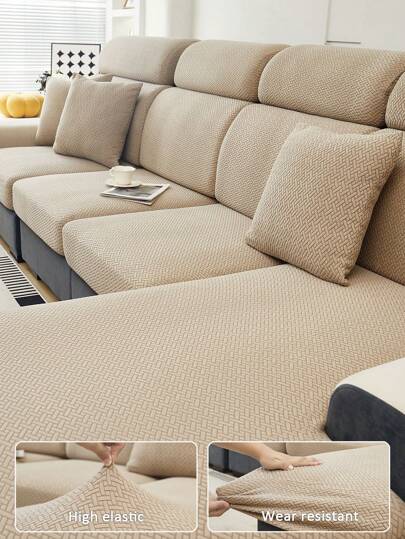 1 Stück Jacquard elastischer Sofakissenbezug Santi-Schmutzig moderner Sofa-Überwurf Husse einfacher Stil Sofaset für Wohnzimmer Schlafzimmer Outdoor-Sofa Schutzabdeckung L-förmige Sofaabdeckung Kombination Chaiselongue Ecksofa-Abdeckung Kissenbezüge Heimdekoration Sitze Universal für alle Jahreszeiten