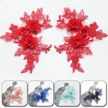 1片3D蕾丝刺绣贴片，手工DIY蕾丝花朵贴花，装饰修补贴片服装配件 - 彩色 - 查看 2