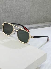 1pc Men's Metal Square Fashion Glasses, Punk Street Style Fashion Glasses
