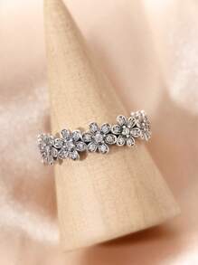 1pc Sparkling Daisy Knuckle Ring, Elegant Finger Ring, Birthday Gift, Romantic Ladies Ring, Great Gift - Small Flower - View 2