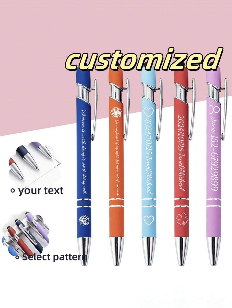 Pulpen Ballpoint Warna-warni yang Dapat Disesuaikan, Personalisasi dengan Pola, Teks, Hadiah Liburan, Hadiah Natal, Informasi Kustom, Iklan Kembali ke Sekolah, Perlengkapan Sekolah - MultiWarna - View 1
