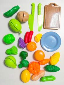 24 piezas Juguetes de comida de frutas y verduras de simulación para niños y niñas, set de juego de cocina de juguete - Multicolor - Ver 11