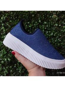 Promotion Shiny Sneakers With Expanded Sole - Azul - Ver 1