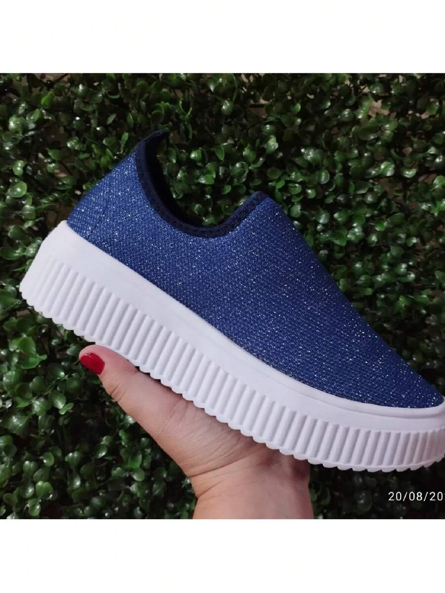 Promotion Shiny Sneakers With Expanded Sole - Azul - Ver 1