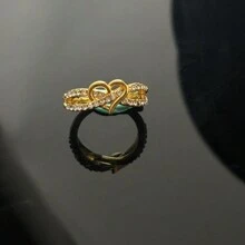 1pc Elegant Heart Rhinestone Decorative Ring, Suitable For Women's Daily Party Event Celebration, A Gift Valentines,Mom,Mother,Mother's Day,Gift - Gold - View 4