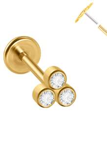 1PC Stainless Steel 20G Gold Plated Cz Labret Lip Ring Threadless Crystal Cluster Ear Cartilage Tragus Helix Daith Piercing Jewelry