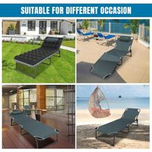 Cama de camping plegable de 5 posiciones, silla de descanso con colchón, camastro de dormir plegable, camastros de camping para adultos, sillas de descanso resistentes para exteriores, playa, césped - De ébano - Ver 5