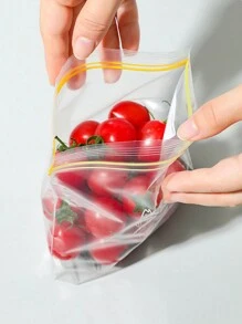 1 件可重复使用食品储存袋，厨房蔬菜水果谷物冰箱保鲜袋，多尺寸食品密封袋（袋子图案随机发货），适用于户外、露营 - 黃色 - 查看 3