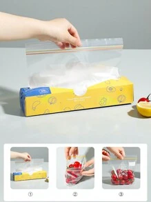 1 件可重复使用食品储存袋，厨房蔬菜水果谷物冰箱保鲜袋，多尺寸食品密封袋（袋子图案随机发货），适用于户外、露营 - 黃色 - 查看 6