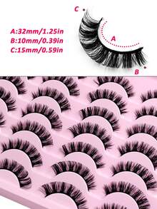 Sibeuna 14 Pairs D-Curl Natural Fluffy Soft Thick False Eyelashes, Create Dramatic Messy Faux Mink Lash Makeup - Bulu Mata Alami - View 3