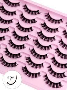 Sibeuna 14 Pairs D-Curl Natural Fluffy Soft Thick False Eyelashes, Create Dramatic Messy Faux Mink Lash Makeup - Bulu Mata Alami - View 5