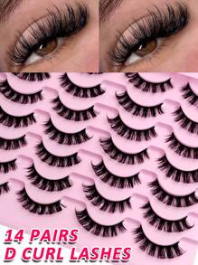 Sibeuna 14 Pairs D-Curl Natural Fluffy Soft Thick False Eyelashes, Create Dramatic Messy Faux Mink Lash Makeup - Bulu Mata Alami - View 1