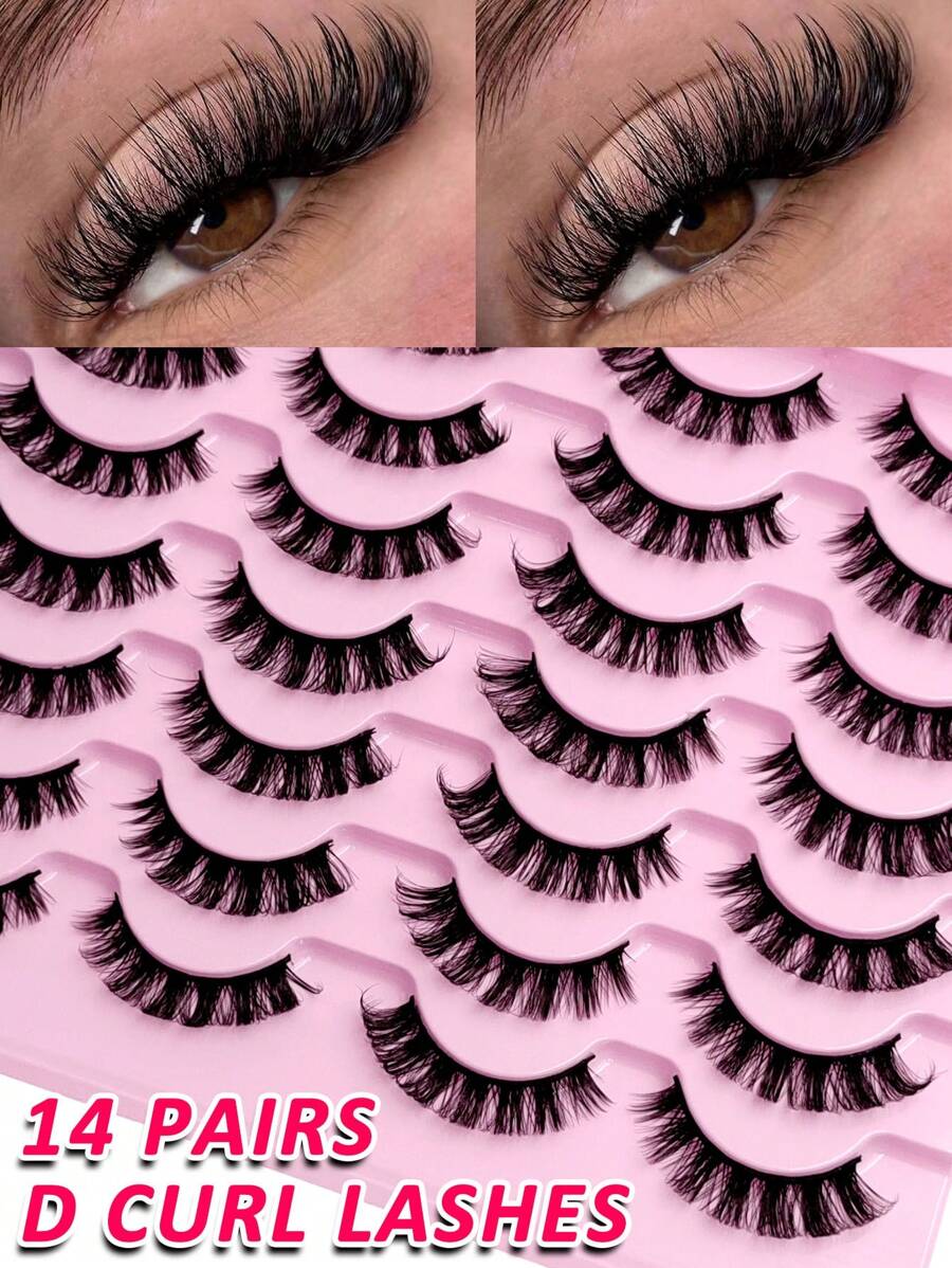 Sibeuna 14 Pairs D-Curl Natural Fluffy Soft Thick False Eyelashes, Create Dramatic Messy Faux Mink Lash Makeup - Bulu Mata Alami - View 1
