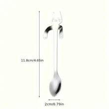 1/2/5/10 Pcs Cute Kawaii Cat Spoons, Stainless Steel Spoons, Creative Cat-Shaped Hanging Cup Coffee Spoons, Perfect For Stirring Tea, Coffee, Sugar And Desserts - Kitchen Utensils Back To School - Multicolor - View 2