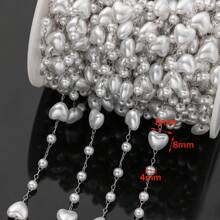 1m Faux ABS Pearl Beading Chain With Stainless Steel Link Bulk For Choker Necklace Bracelet Anklet DIY Craft Women Men Jewelry Making No Fade