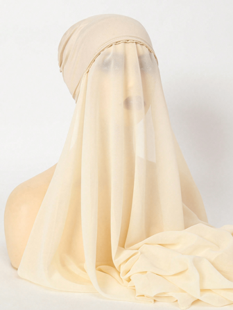 1 件女士雪纺围巾和帽子多件套，简约实用，多功能