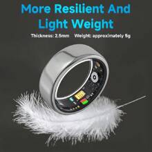 SIMSONLAB 2025新款智能戒指，智能健身戒指，带计步器，男女通用设计，是男女理想的运动休闲礼物，也是完美的情人节礼物。 - 黑色 - 查看 4