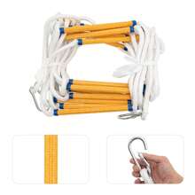 YUNRUX Escalera de cuerda Escalera de rescate ignífuga con 2 ganchos para rescate de emergencia 10 m Escalera de cuerda para incendios de 200 kg Escalera de rescate ignífuga para extinción de incendios 10 m - Amarillo - Ver 5